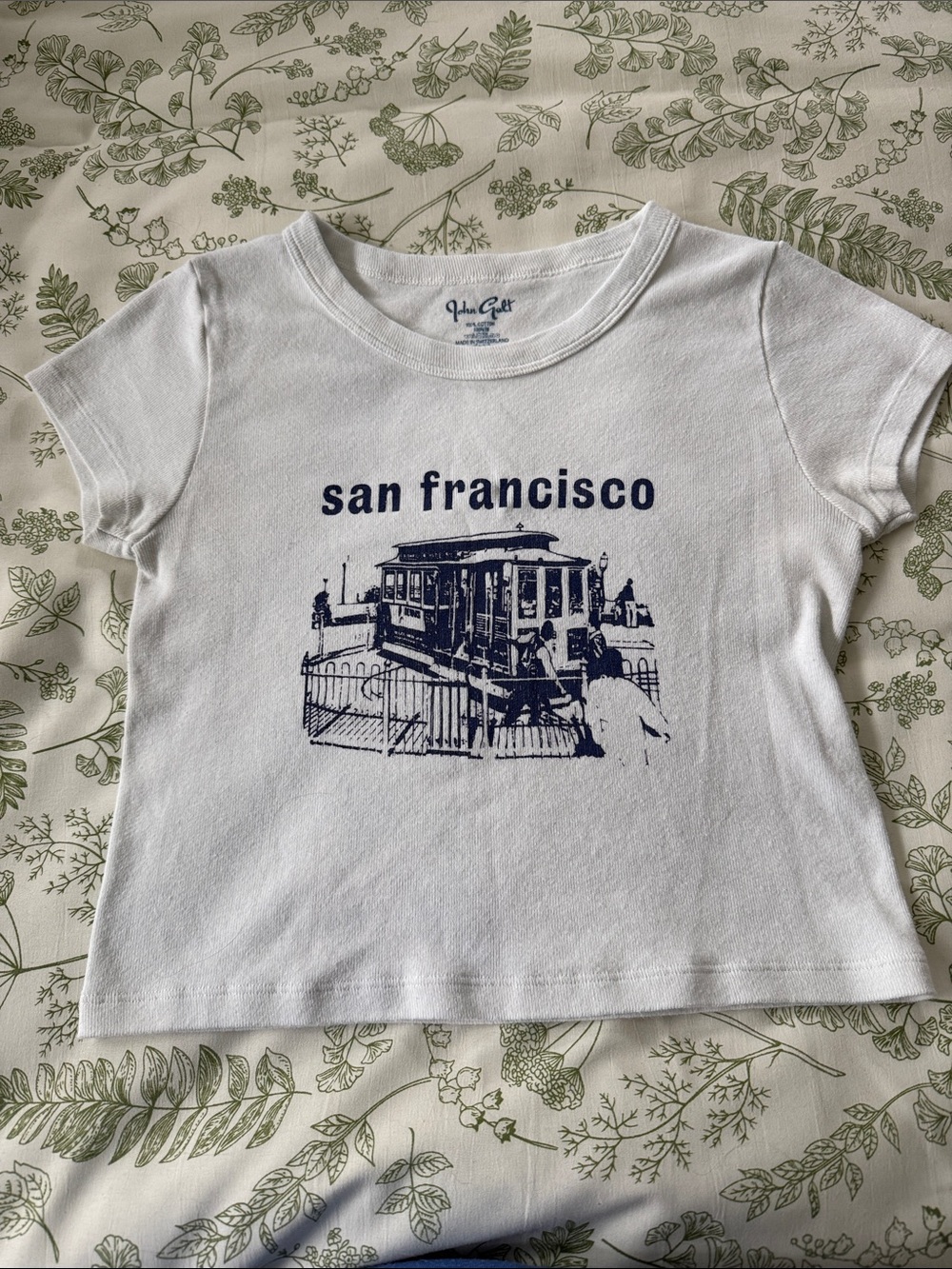 Janie and Jack White Tee with Navy San Francisco Cable Car Graphic